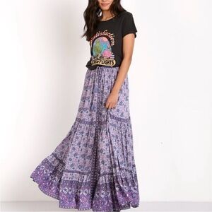 Spell Kombi Floral Purple Maxi Skirt